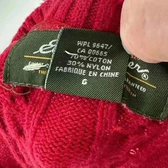 Eddie Bauer womens sweater size L red cable knit v neck holiday academia - Picture 6 of 11